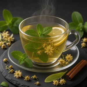 Bitki çayı – nane ve limonlu sıcak bitki çayı